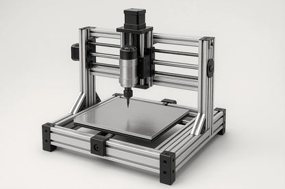 Robuster CNC-Fräsaufbau mit 40x40-Aluprofilkonstruktion für maximale Stabilität