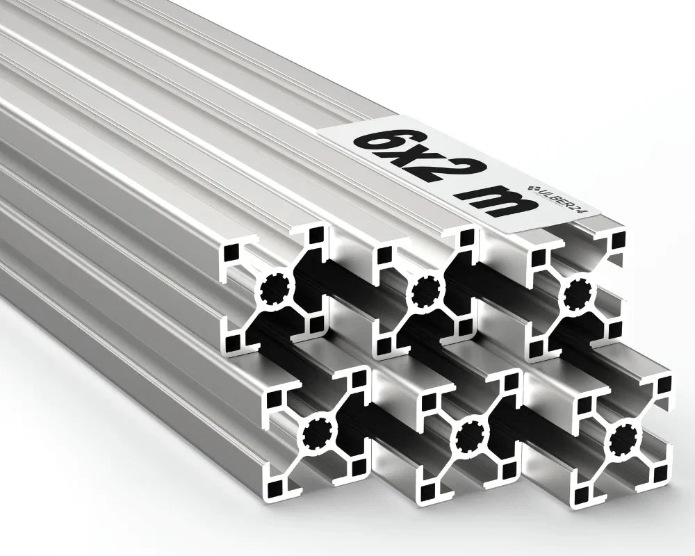 Aluprofile 30x30 Nut 8. 6 mal 2 Meter Sparpaket, Aluminiumprofil 3030, Nutprofile für Konstruktionsprofile