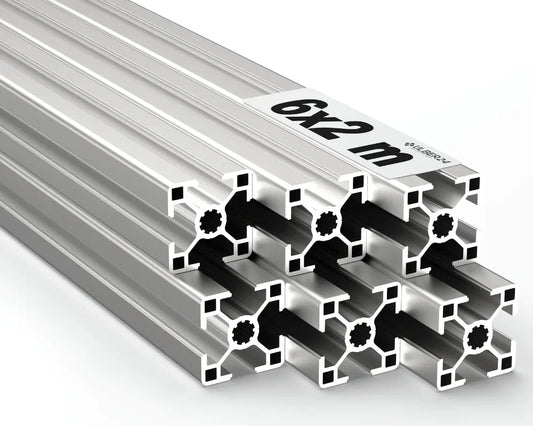 Aluprofile 30x30 Nut 8. 6 mal 2 Meter Sparpaket, Aluminiumprofil 3030, Nutprofile für Konstruktionsprofile