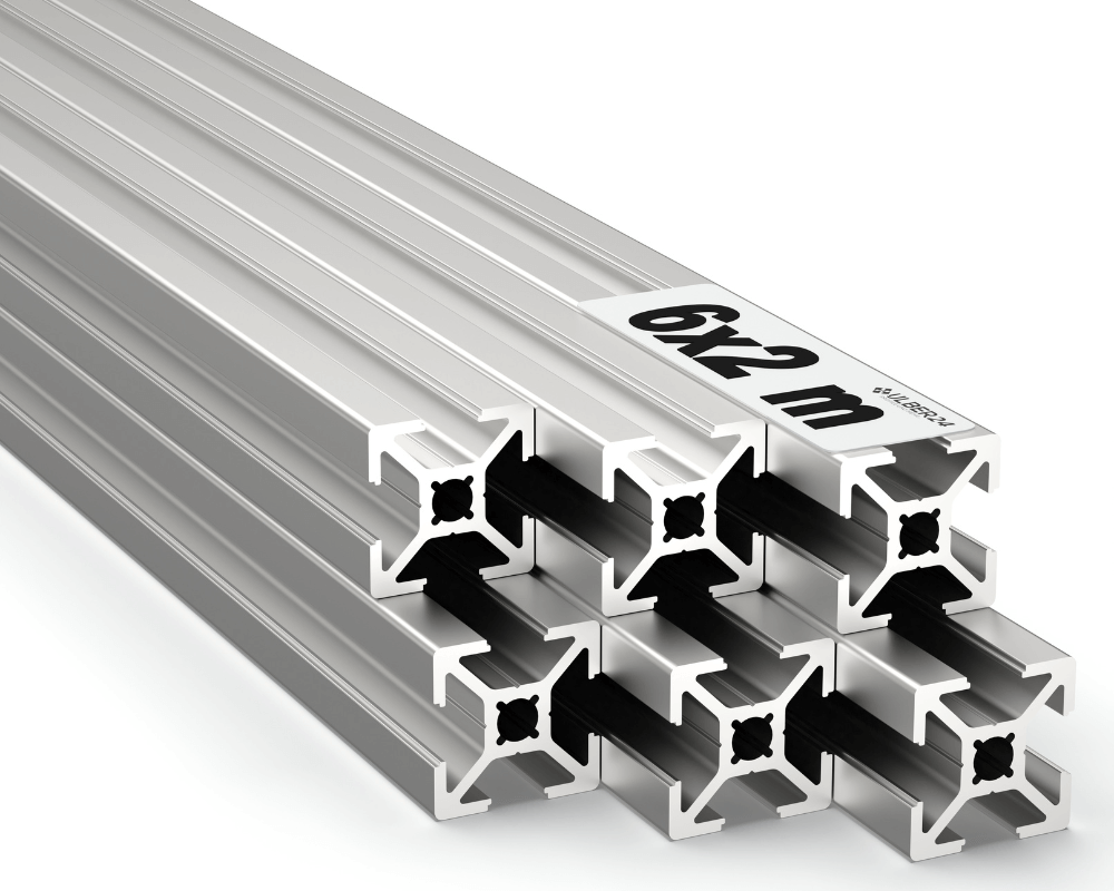 Aluprofile 20x20 Typ B mit Nut 6 - 6 Stangen zu je 2 Metern = 12 Meter von Ulber24 Nutprofile Aluminiumprofil 2020